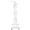 A white, multi-tiered drying rack with wheels, shown from the side against a white background. Produktbild-Vorschau