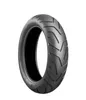 A single black motorcycle tire on a white background. Podgląd zdjęcia produktu