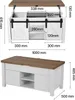 A diagram showing the dimensions of a lift-top coffee table. Voir les images du produit