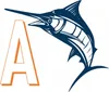 A graphic illustration of a marlin fish jumping next to the letter 'A'. Voir les images du produit