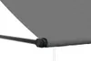 A close-up view of the edge of a gray awning, showing the fabric and a black metal support arm with a joint. Produktbild-Vorschau