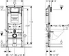 Technical drawing with dimensions for a toilet installation frame. Náhľad obrázku produktu