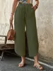 ASKSA Femmes Pantalon 7/8 en lin Pantalon long taille haute Voir les images du produit 2