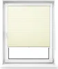 A cream-colored pleated blind is shown installed in a white window frame. Produktbild-Vorschau