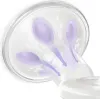 Close-up view of a breast pump flange with arrows indicating airflow. Produktbild-Vorschau