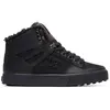 A studio shot of a black high-top sneaker. Voir les images du produit