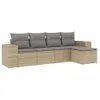 vidaXL 5-tlg. Garten-Sofagarnitur mit Kissen Beige Poly Produktbild-Vorschau 1