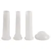 Four white plastic sausage stuffer attachments for a meat grinder are displayed against a white background. Podgląd zdjęcia produktu