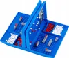 A blue Battleship game board with ships and markers. Produktbild-Vorschau
