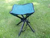 A green and black folding stool sits on a grassy lawn. Voir les images du produit