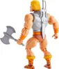 A toy action figure of He-Man from Masters of the Universe, shown from the back and side, holding an axe. Produktbild-Vorschau