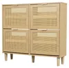 Szafka na buty – 100 x 25 x 90 cm, rattan/dąb – 4 wysuwane Podgląd zdjęcia produktu 9