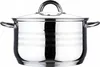 A stainless steel pot with a glass lid and handles, shown against a white background. Náhled obrázku produktu