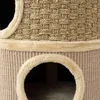 A close-up view of a cat scratching post with woven sisal and plush trim. Produktbild-Vorschau