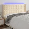 vidaXL LED Kopfteil Creme 163x16x118/128 cm Stoff Produktbild-Vorschau 2