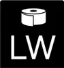 A white roll of labels and the letters 'LW' are displayed on a black background. Anteprima dell’immagine prodotto