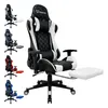 A collage of gaming chairs in different colors, with one chair prominently displayed in the foreground.