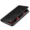 A black flip case for a smartphone is shown from a diagonal angle, with the front cover partially open. Produktbild-Vorschau