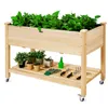 GOPLUS Hochbeet mit Rollen aus Holz, Gartenbeet mit Ablage Produktbild-Vorschau 1