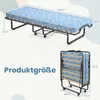 A diagram showing the dimensions of a folded and unfolded guest bed, with text indicating product size. Anteprima dell’immagine prodotto