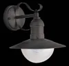 A black outdoor wall light with a glass globe. Anteprima dell’immagine prodotto