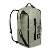 A mint green duffel bag with black straps and zippers, featuring the Jack Wolfskin logo. Produktbild-Vorschau