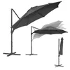 Multiple views of a dark gray cantilever umbrella on a white background. Produktbild-Vorschau