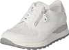 A white leather sneaker with a patterned toe box and a silver accent on the heel. Produktbild-Vorschau