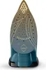 The sole of a teal and gold steam iron is shown against a white background. Produktbild-Vorschau