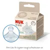 A product box with two baby bottle nipples displayed, with a close-up inset of one nipple. Produktbild-Vorschau