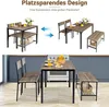 A dining set is shown in two configurations, demonstrating its space-saving design. Náhled obrázku produktu