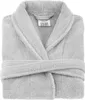 A folded gray bathrobe with a belt tied around it. Produktbild-Vorschau
