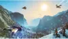 A vibrant winter mountain landscape with various extreme sports activities, including wingsuit flying, paragliding, and mountain biking, under a bright sun. Náhľad obrázku produktu