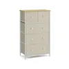 A beige fabric dresser with a light brown top, displayed on a white background. Produktbild-Vorschau
