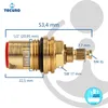 A close-up, side view of a brass faucet cartridge with measurement annotations. Produktbild-Vorschau
