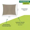 Sonnensegel Rechteck, 3x4m, taupe, wasserabweisend Produktbild-Vorschau 2