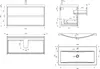 Technical drawings and dimensions of a bathroom vanity set. Produktbild-Vorschau