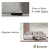 A collage of images showing a sofa's details and a lifestyle shot of a sectional sofa in a modern living room. Produktbild-Vorschau