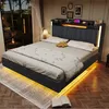 Lit rembourré Merax 140x200 cm avec éclairage LED et prise Voir les images du produit 5