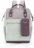 A backpack with a small attached pouch.