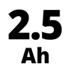 The image shows the text '2.5 Ah' in large, bold, black font on a white background. Voir les images du produit