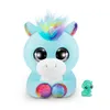A blue plush unicorn toy with rainbow accents and a small green creature. Podgląd zdjęcia produktu