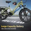 A close-up marketing image of an electric bicycle, highlighting its battery and specifications. Produktbild-Vorschau