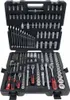 A black tool case filled with various sockets, wrenches, and other tools. Podgląd zdjęcia produktu