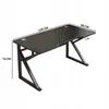 A black gaming desk with dimensions indicated. Produktbild-Vorschau