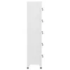 A side view of a tall, narrow, light gray metal locker with multiple locks. Voir les images du produit