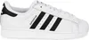 A white Adidas Superstar II sneaker with black stripes and accents. Voir les images du produit