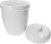 A white ceramic pot with its lid placed next to it, on a white background. Produktbild-Vorschau