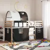 Möbel Etagenbett mit Vorhängen Weiß Schwarz 90x200 cm Produktbild-Vorschau 2