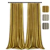 A pair of gold velvet curtains hanging from a black curtain rod, with swatches of other colors to the right. Anteprima dell’immagine prodotto